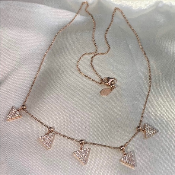 Sterling  Silver Diamond Accent  Rose Gold Necklace - Picture 3 of 4